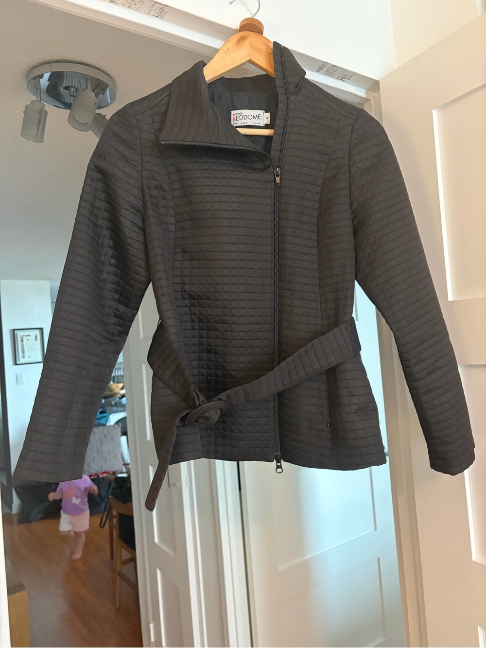 Black Quilted Belted Utility Jacket